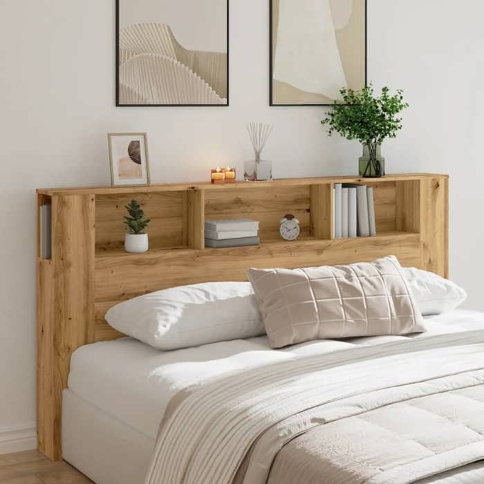 Armoire de tête de lit - Panneau avec Rangement - chêne artisanal 200x185x1025 cm(615081)ZLH