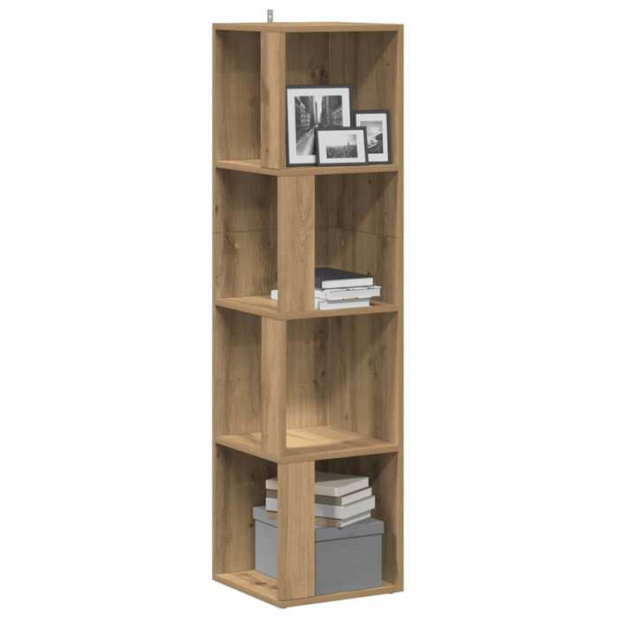 Solde dautomneArmoire dangle - RUIGOU - Étagère de chambre/Salon chêne artisanal 33x33x132cm bois dingénierie LEM64982
