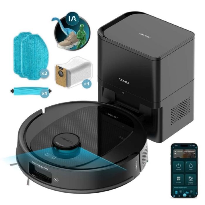 Cecotec Robot Aspirateur et Laveur de Sols avec Base de Vidange Automatique et IA Conga Y80 X-Treme. Navigation Laser et Intelligenc - Cecotec