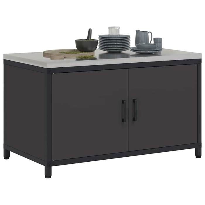 Noir Étagère de rangement - mango - meuble de cuisine - avec étagère Noir Acier FR1290