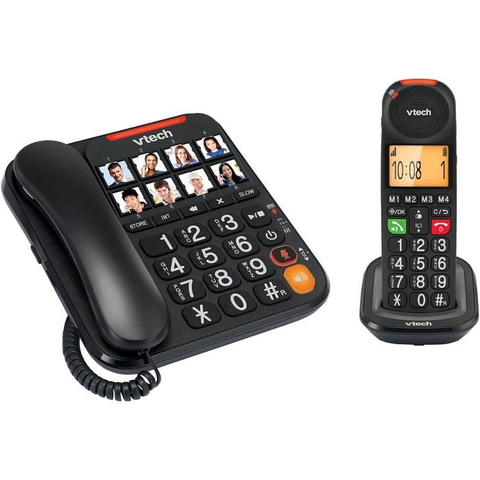 Vtech Filaire Dect Cl6550 - Gros Boutons, Bloqueur D'appels, Combiné Base Mains-libres
