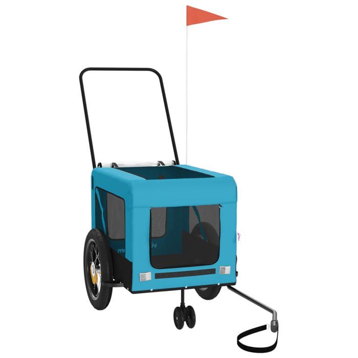 Remorque de vélo pour animaux - WIENS - Bleu et noir - 120x54 5x53 cm - Cabine 40x62x40 cm - Charge max 30 kg