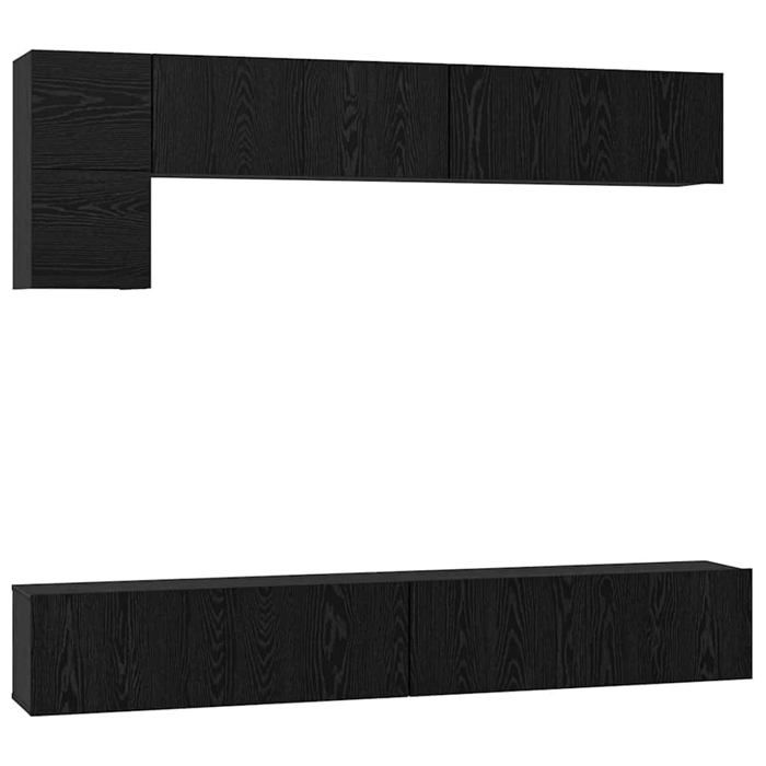 Meuble TV suspendu en bois dingénierie - vidaXL - Chêne Noir - 100x30x30 cm - Étagères murales - Portes à charnières