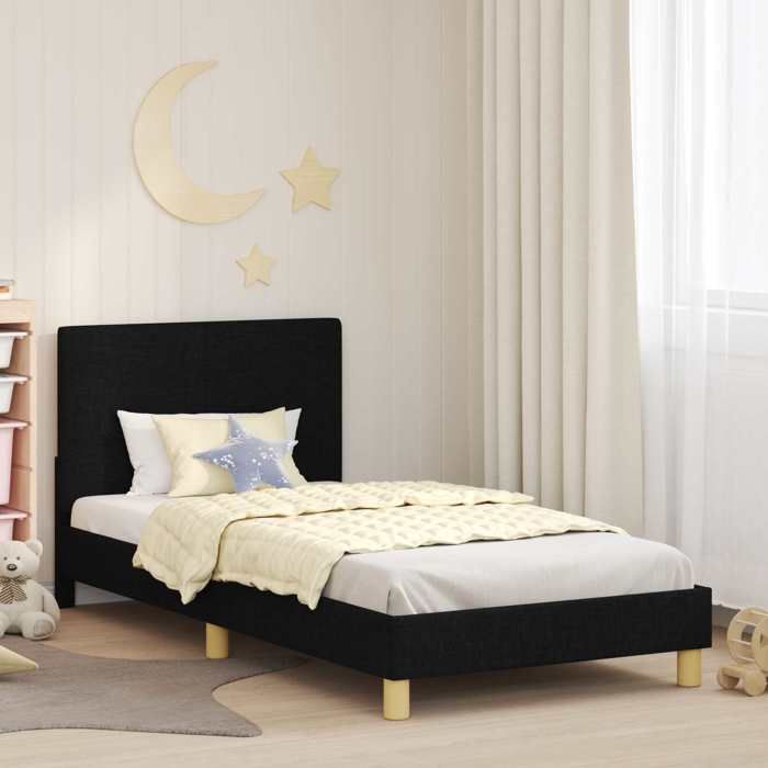 vidaXL Cadre de lit pour enfants avec tête de lit Noir 90 x 200 cm 42011001