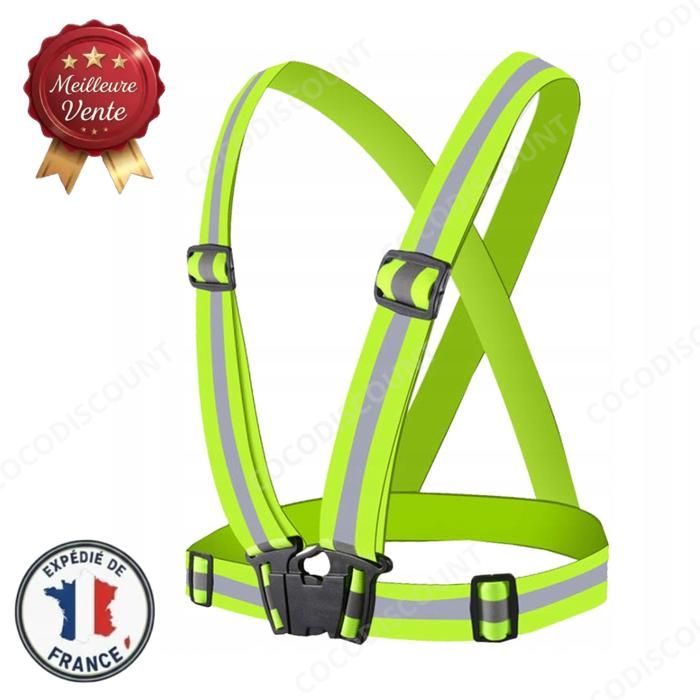 Cobye - Harnais Gilet de Sécurité Réfléchissant Fluorescent Haute Visibilité- Moto Vélo Running Randonnée et Travaux- Sécurité