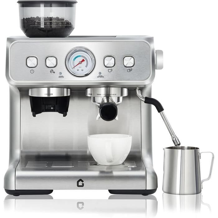 Machine à Expresso Garvee 20 Bar Mahlwerk 30 Stufen Reservoir 28L 1450W Dampfrohr Manomètre Haushaltskaffeemaschine - Garvee