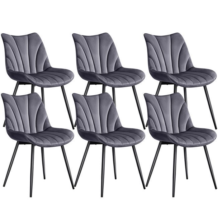 Lot de 6 Chaises de Salle à Manger avec Dossier Chaise de Cuisine Rétro Assise en Velours et Pieds en Métal Gris Foncé Yaheetech Lot de 6 Chaises de Salle à Manger avec Dossier Chaise de Cuisine Rétro Assise en Velours et Pieds en Métal Gris Foncé Yaheetech