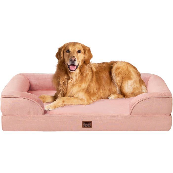 Panier Chien Xxl Orthopédique 112x81x16.5 cm Mémoire De Forme Déhoussable Lavable Canapé Imperméable Rose