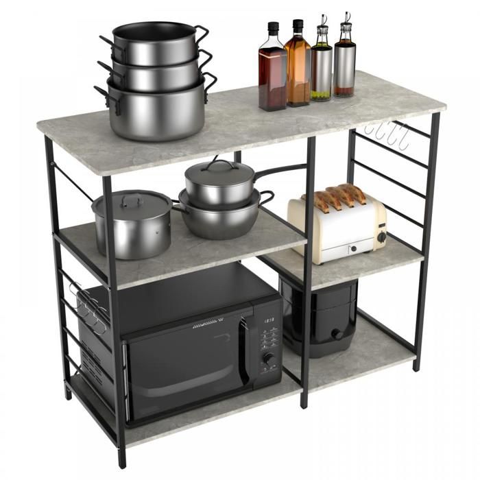 SUPFINE Desserte de Cuisine Cadre en Métal Etagère de Cuisine Industrielle pour Cuisine Salle à Manger Facile à Assembler