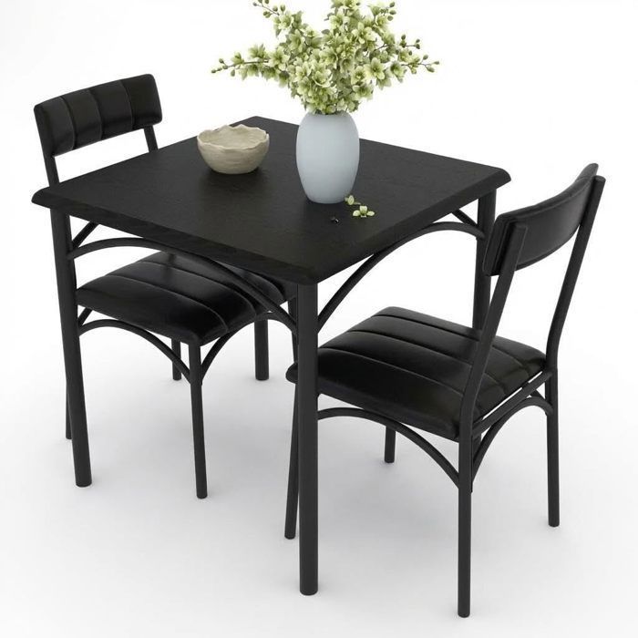 GARVEE Table à manger avec chaises-Ensemble Table salle à Manger en bois avec 2 chaises-design industriel - pour 2 personnes Noir