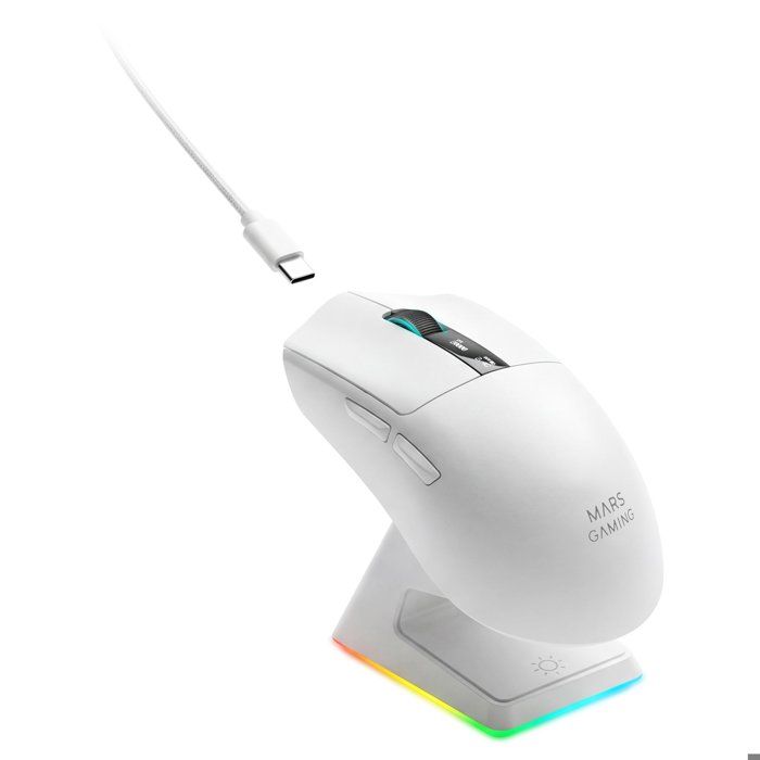 Ratón Mars Gaming MMW ELITE Inalámbrico 20000 DPI Tri mode Blanco RGB OLED - vue 2