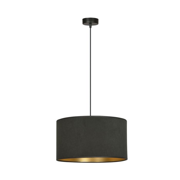 Lampe à suspension Hilde avec abat-jour en velours noir et intérieur doré - Réf. VK8681847308034