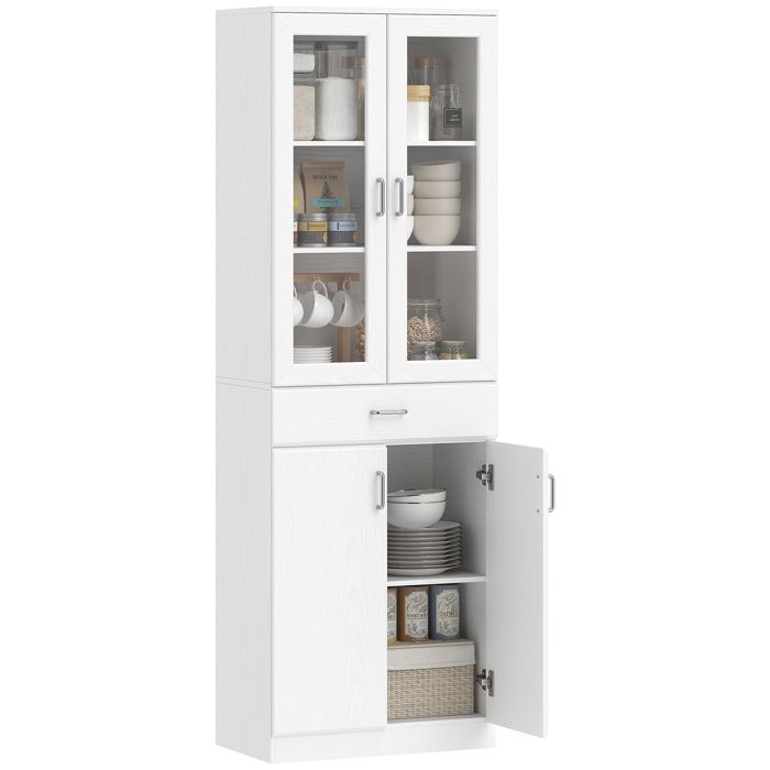 Buffet haut / armoire de cuisine - MINIMAL - 60 x 35 x 180 cm - 4 portes - 1 tiroir - étagères réglables Buffet haut / armoire de cuisine - MINIMAL - 60 x 35 x 180 cm - 4 portes - 1 tiroir - étagères réglables