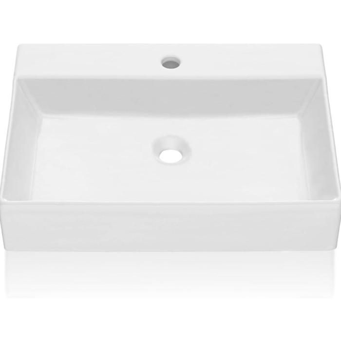 Lavabo sur pied rectangulaire blanc moderne dessus plan évier meuble vasque