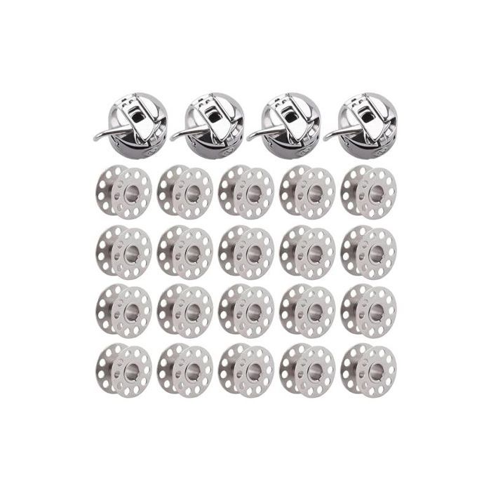 Métal Boîtier Canette 4 Pièces Boîte à Canette pour Machine à Coudre 20 Pièces Bobine en Métal Compatible pour Singer Janome Brothe