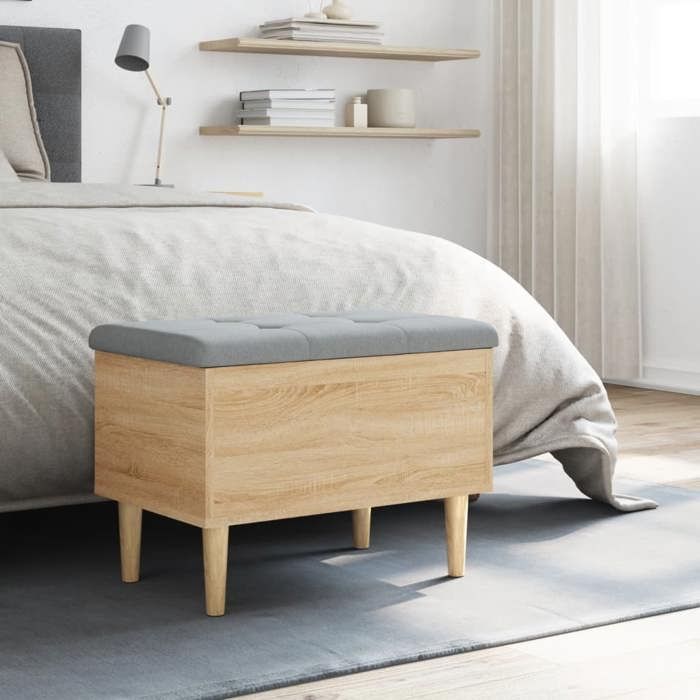 Elégance-Chic Banc de rangement - chêne sonoma - 62x42x46 cm - bois dingénierie - Meuble banquette_001248414