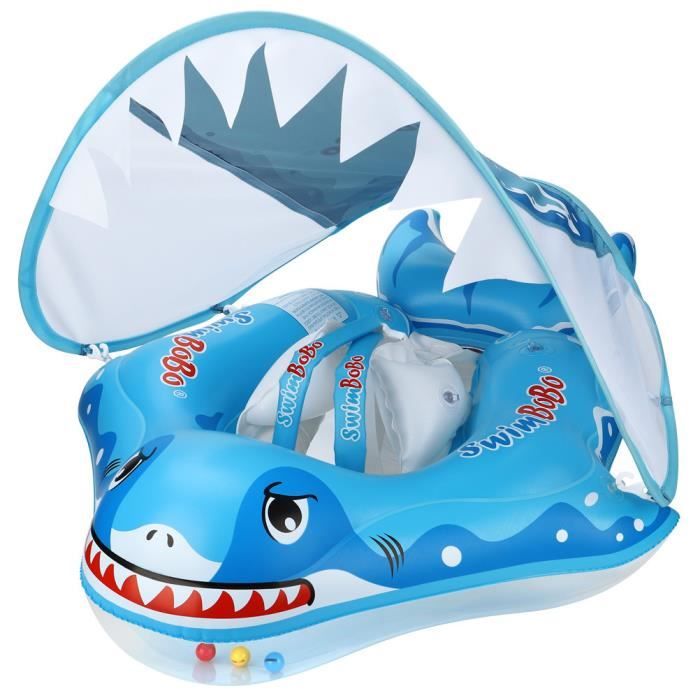 Bouée Adulte LUMOOM – Rayée Bleue – Ø70 Cm, Intérieur 30 Cm – PVC Solide – Charge 60-110 Kg