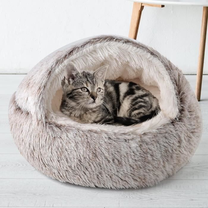 Comparer les prix de Chat Lit Rond Coussin pour Chat lit de Chat Panier Lit pour Chat Lavable en Tissu Peluche Couffin Chien Gris Cafe, 60 x 60cm