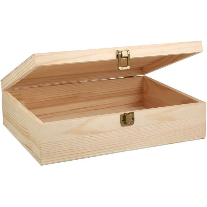 Grande boîte en bois Sans Poignées Commode à Bricolage Meubles couvercle bois boîtes