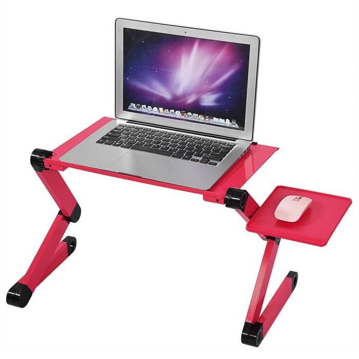 Plateau de table pour ordinateur portable avec support pour souris,  canapé-lit (rouge)