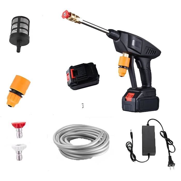 Nettoyeur Haute Pression Sans Fil 21V 5Mpa - Portable Pour Voiture, Terrasse, Façade - Batterie 4Ah, Autonomie 30 Min