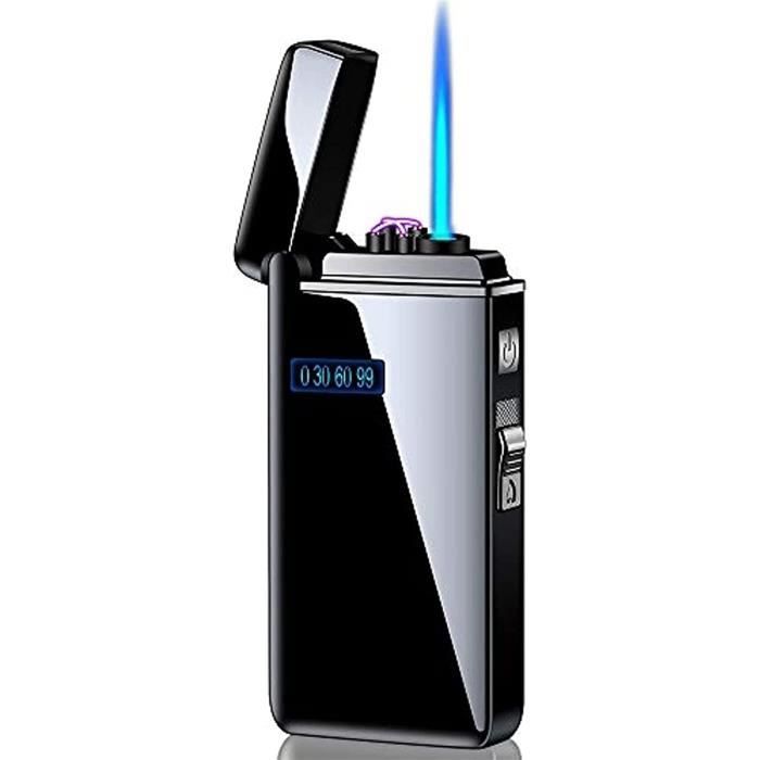 Briquet Plasma Double Arc Avec Lampe Torche - Rechargeable USB-C, étanche, Sifflet - Pour Camping, Survie (Noir)
