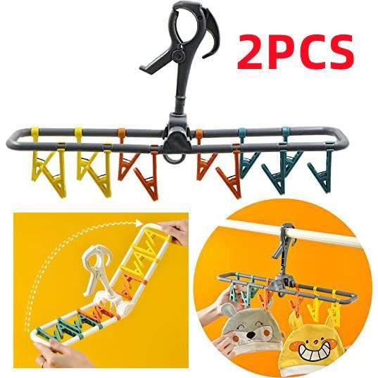 Cintres pliables - Noname - 2 pièces - Crochet rotatif 360° - Design coupe-vent - PP gris et blanc