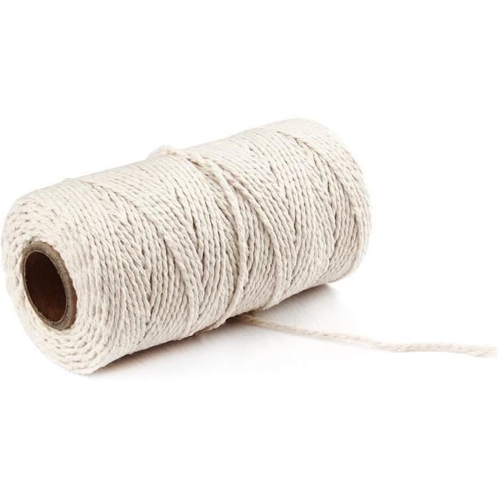 Corde De Macramé SUNTQ - Coton Polyester 4 Brins Torsadés 3mm X 100m - Douce, Idéale Pour Suspensions Murales, Cintres, Déco Et DIY