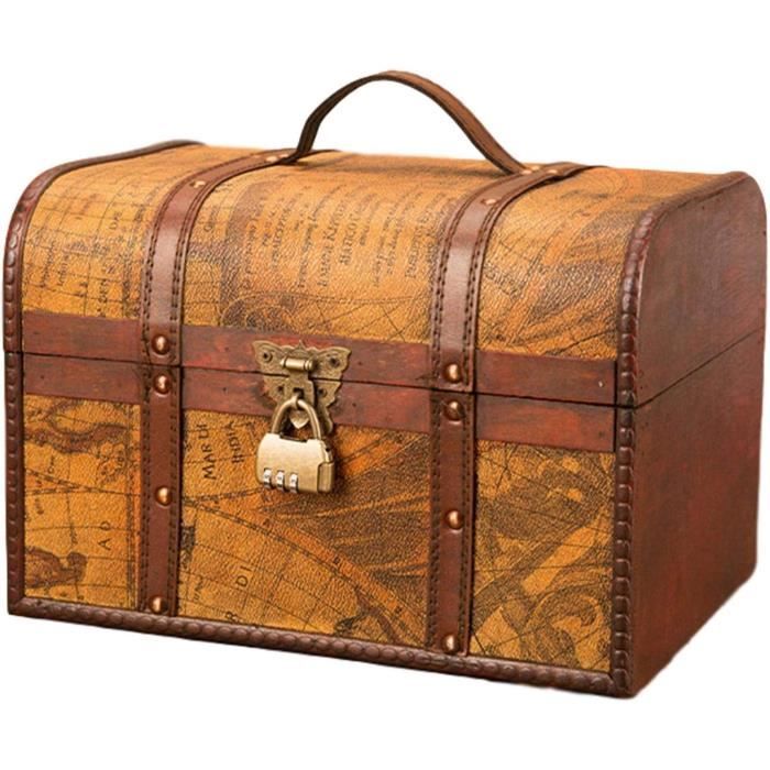 Coffret à Bijoux Vintage En Bois Et Simili Cuir PU - Fermeture Clip - Style Rétro
