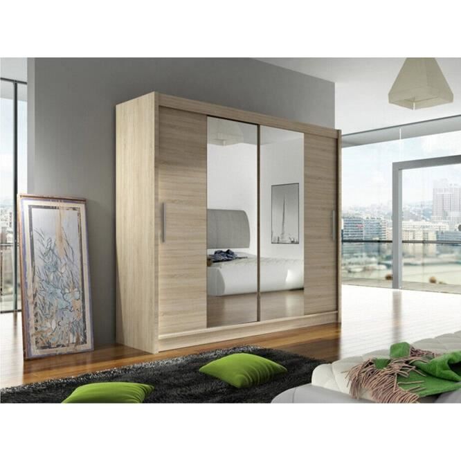 Armoire - Mobilier1.fr - Atlanta 123 - Glissement - Sonoma chêne - 180x215x58cm