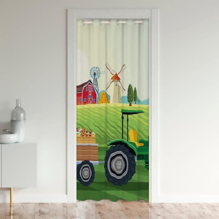 Rideaux Enfant Véhicules Chantier 280x245cm - 2 Panneaux Occultants Thermiques Avec Oeillets