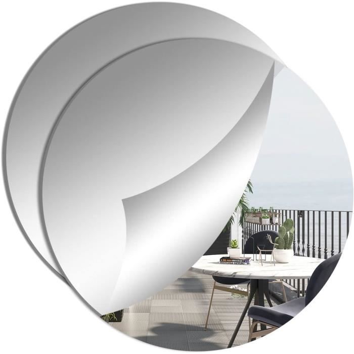 2 Miroirs muraux Rond adhesif Acrylique 24cm Miroir decoratif HD Grand ...