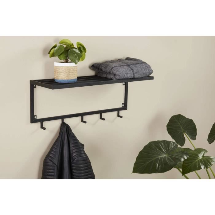Lifa Living Porte Manteau Mural Design Metal Noir Patere Mural Avec Etagere De Rangement 5 Crochets Entree Salle De Bain Chamb Achat Vente Tapis Protection Sol Cdiscount