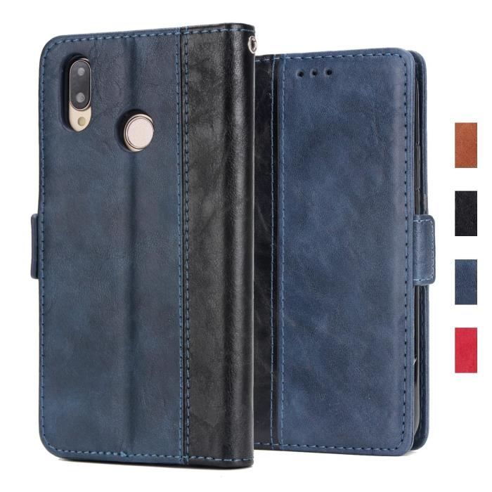 Coque Huawei P20 Lite En Gel TPU Motif Fibre Carbone Bleu Foncé - Protection Luxe Et Style