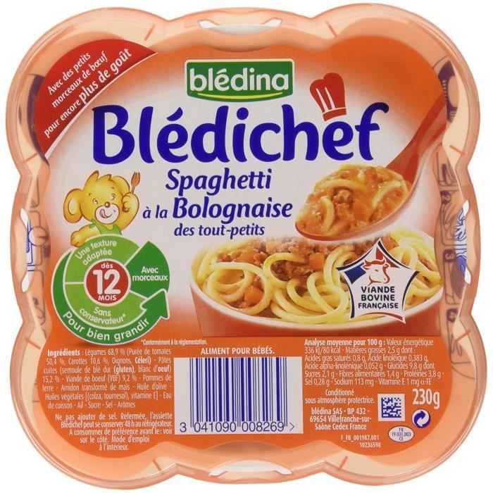Bledina Bledichef Assiette Spaghetti A La Bolognaise Des Tout Petits Des 12 Mois 230 G Lot De 6 Achat Vente Plats Cuisines Bledina Bledichef Assiette Spaghetti A La Bolognaise Des