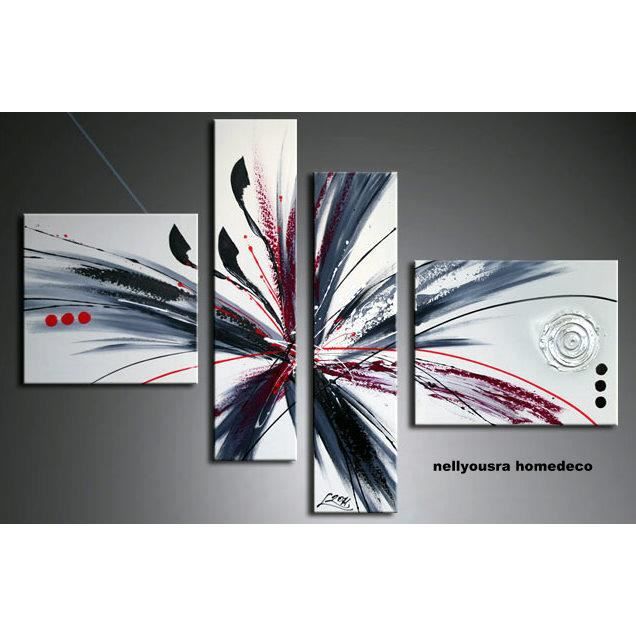 Tableau Design Hyperion Abstrait Noir Gris Rouge Cdiscount Maison