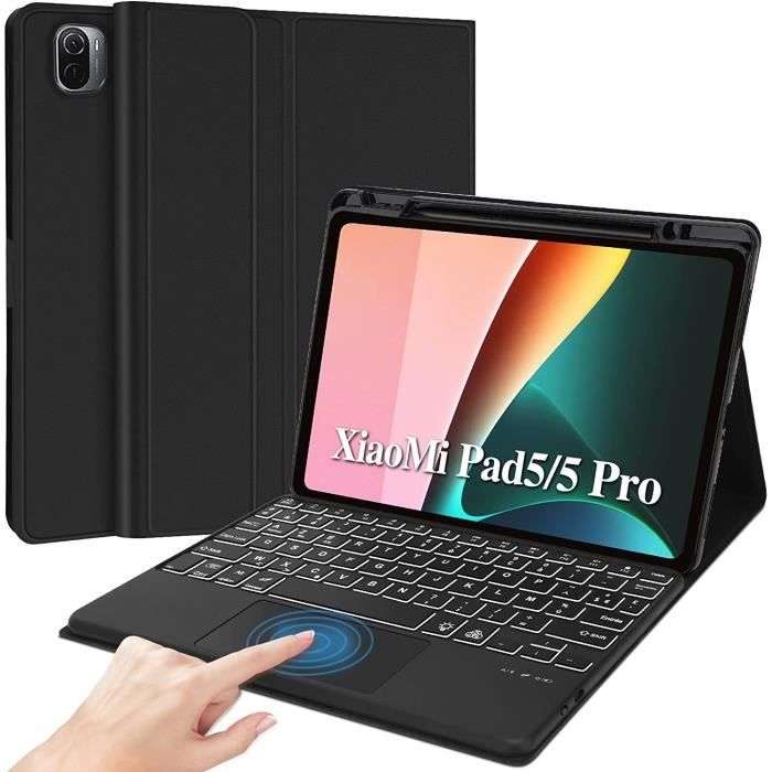 Coque Clavier avec Touchpad pour Xiaomi Pad 5-5 Pro 2021 11 Pouces, AZERTY Français Clavier Rétroéclairé Détachable Combo Tou[O156]