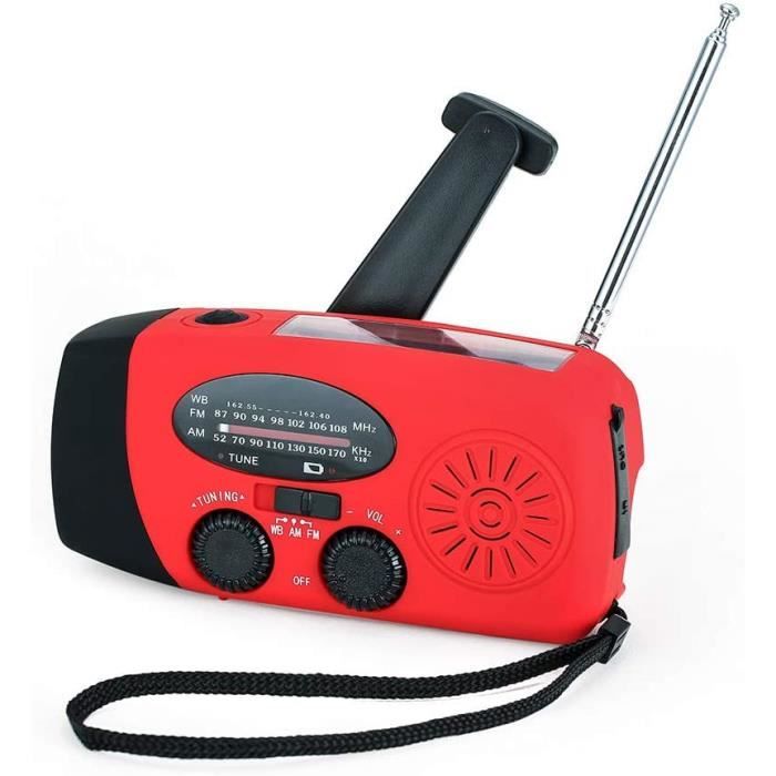 Radio Solaire Portable Avec Manivelle - AM/FM/NOAA - Recharge USB Pour Outdoor