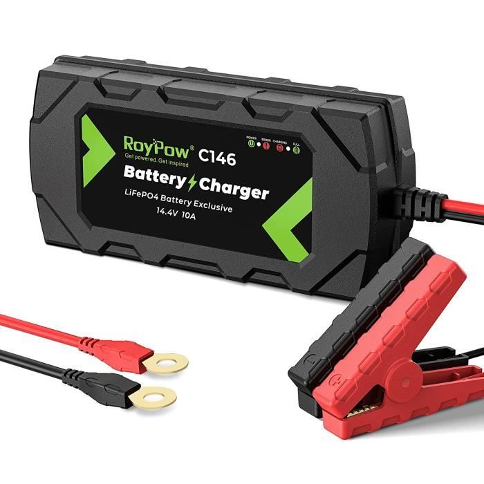 Roypow Chargeur Batterie Lithium Lifepo4 12v Mainteneur D entretien 10a  Pince Borne À Anneau - Cdiscount Auto