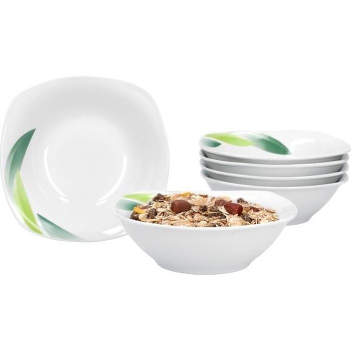 Van Well Lot De 6 Bols à Céréales Vario En Porcelaine - 14 Cm - Couleur Orange Joyeuse - Parfaits Pour Petit-Déj, Soupes & Salades