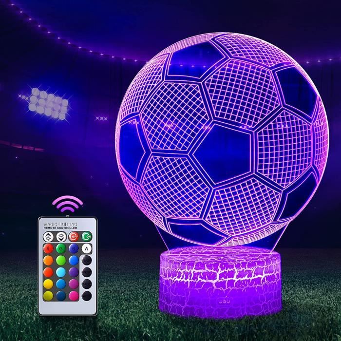 Football veilleuse,3D LED Lampe Optique Illusion Veilleuse Enfant,Soccer  pour Chambre Chevet Table de Fille Fils Cadeau 16 couleurs