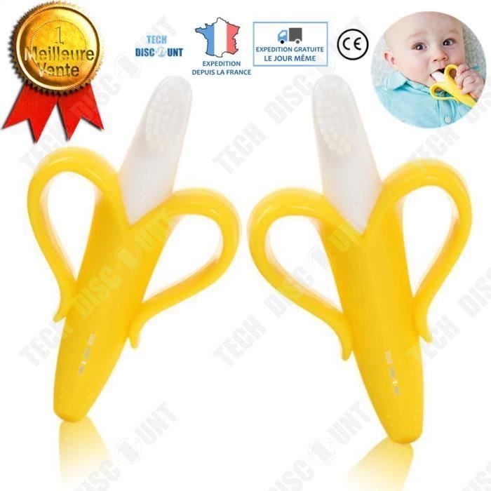 Anneau de Dentition pour bébé banane Silicone souple Brosse À Dents À Mâcher 