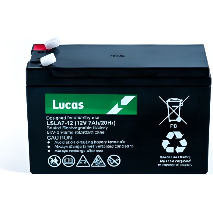 Lucas Batterie Plomb /étanche Stationnaire VRLA AGM LSLA2.3-12 12V 2.3Ah