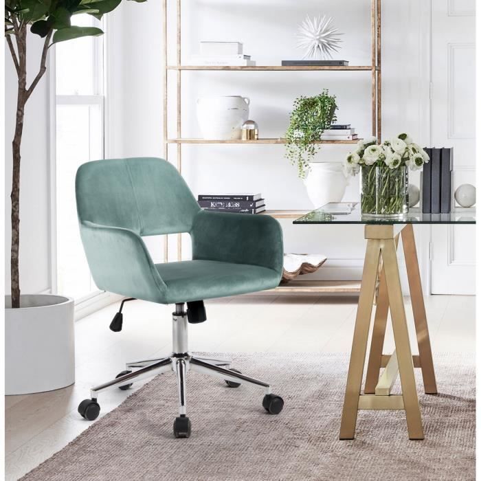Fauteuil De Bureau Vert Reglable Pivotant Velours Metal Achat Vente Chaise De Bureau Velours Pieds En Metal Soldes Sur Cdiscount Des Le 20 Janvier Cdiscount
