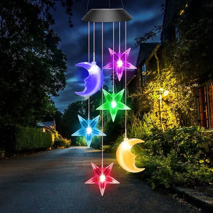 Carillon Solaire Coquillage Multicolore LED Jardin