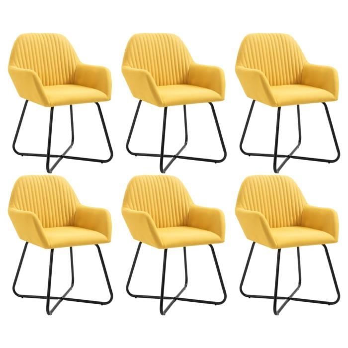 Chaises de salle à manger LUXE&Parfait - Lot de 6 - Jaune - Tissu ...
