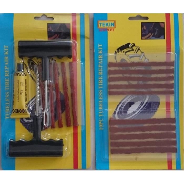 Kit de Réparation pneu 28 pièces Crevaison Tubeless Voiture Moto Outils Meches