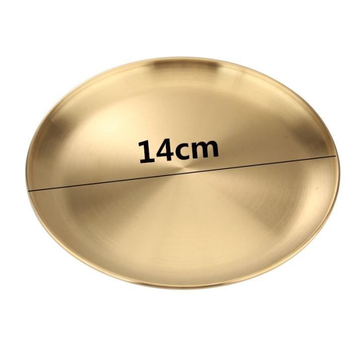 SNAGAROG Plateau de Service Rond Doré en Acier Inoxydable Plateau Decoratif Doré Rond Assiette