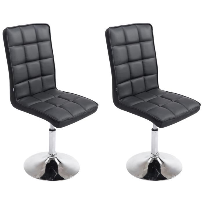 Chaises de salle à manger - CLP - Peking V2 - Similicuir Noir - Réglable en hauteur - Siège pivotant