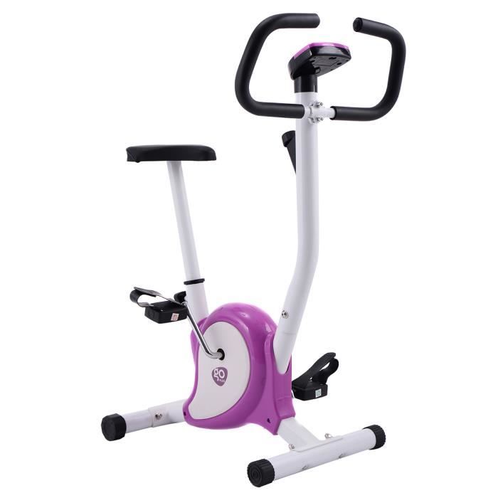 COSTWAY V/élo d/’Appartement Fitness Musculation V/élo d/’Exercice Hauteur R/églable avec Moniteur LCD Charge Max 120 Kg